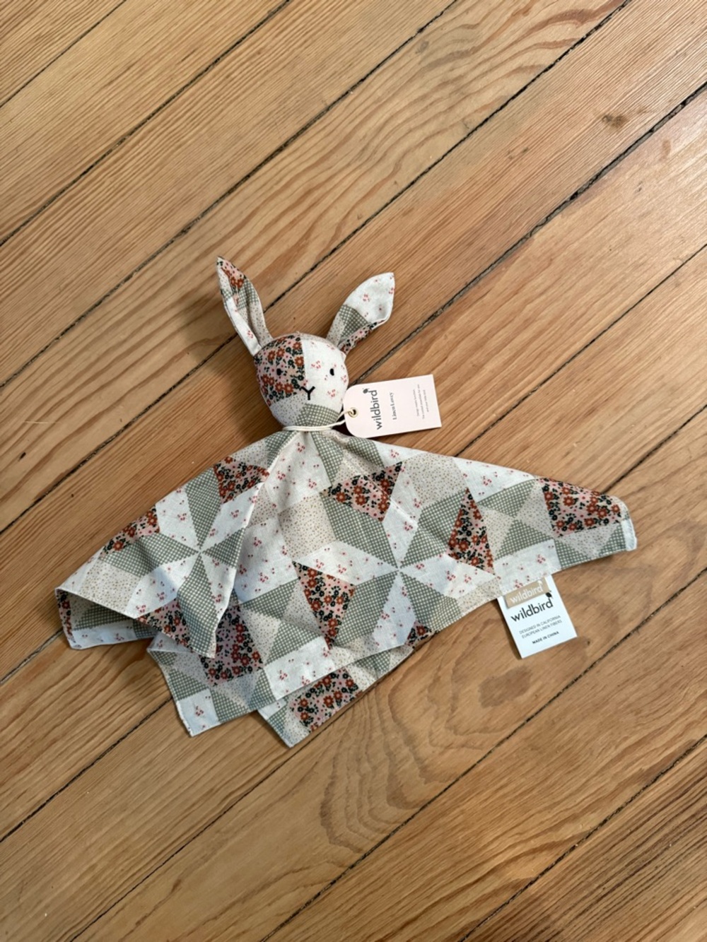 Wildbird Floral Patchwork Bunny Lovey - Green & Cream
